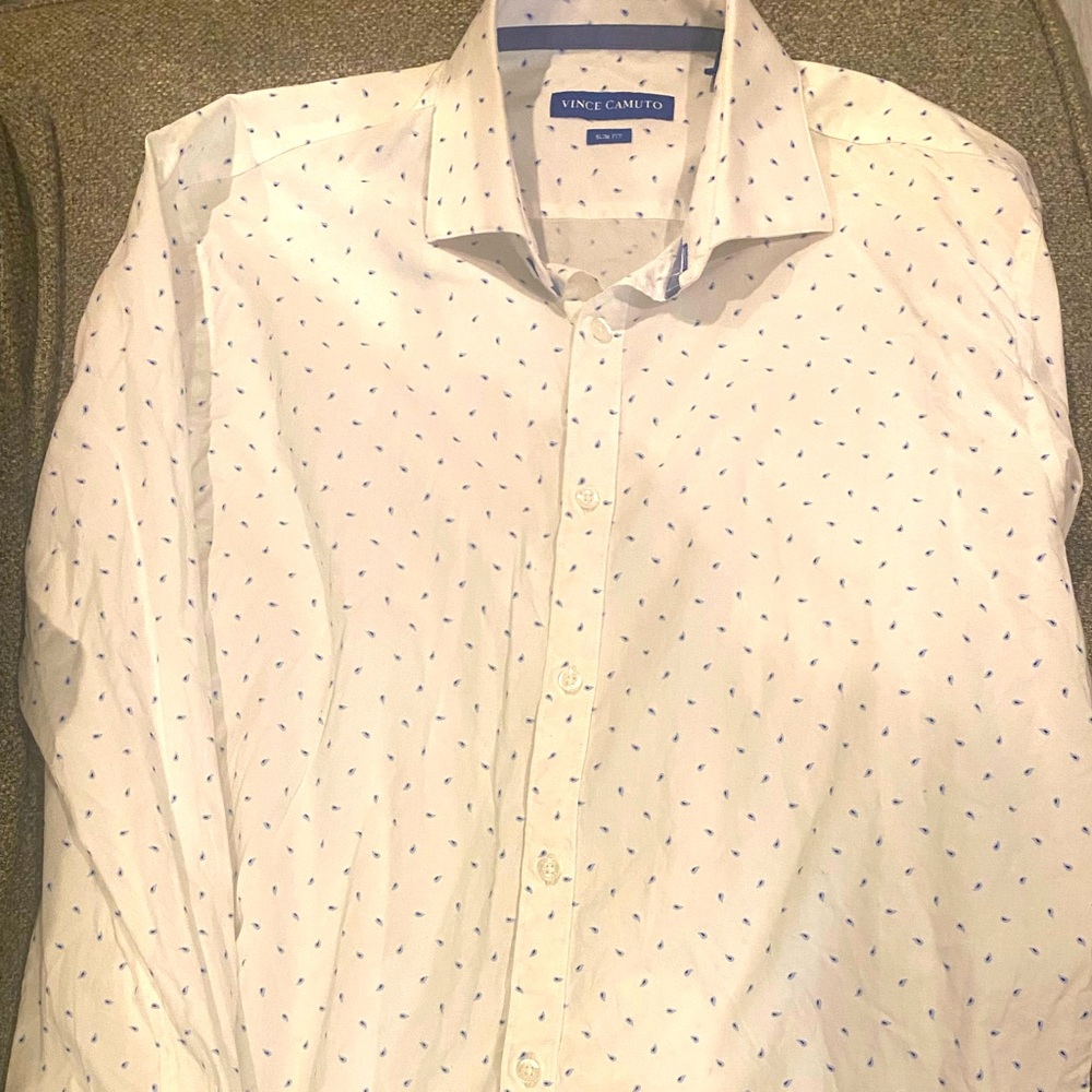 Vince Camino men botton down long sleeve slim fit  size 16 34/35